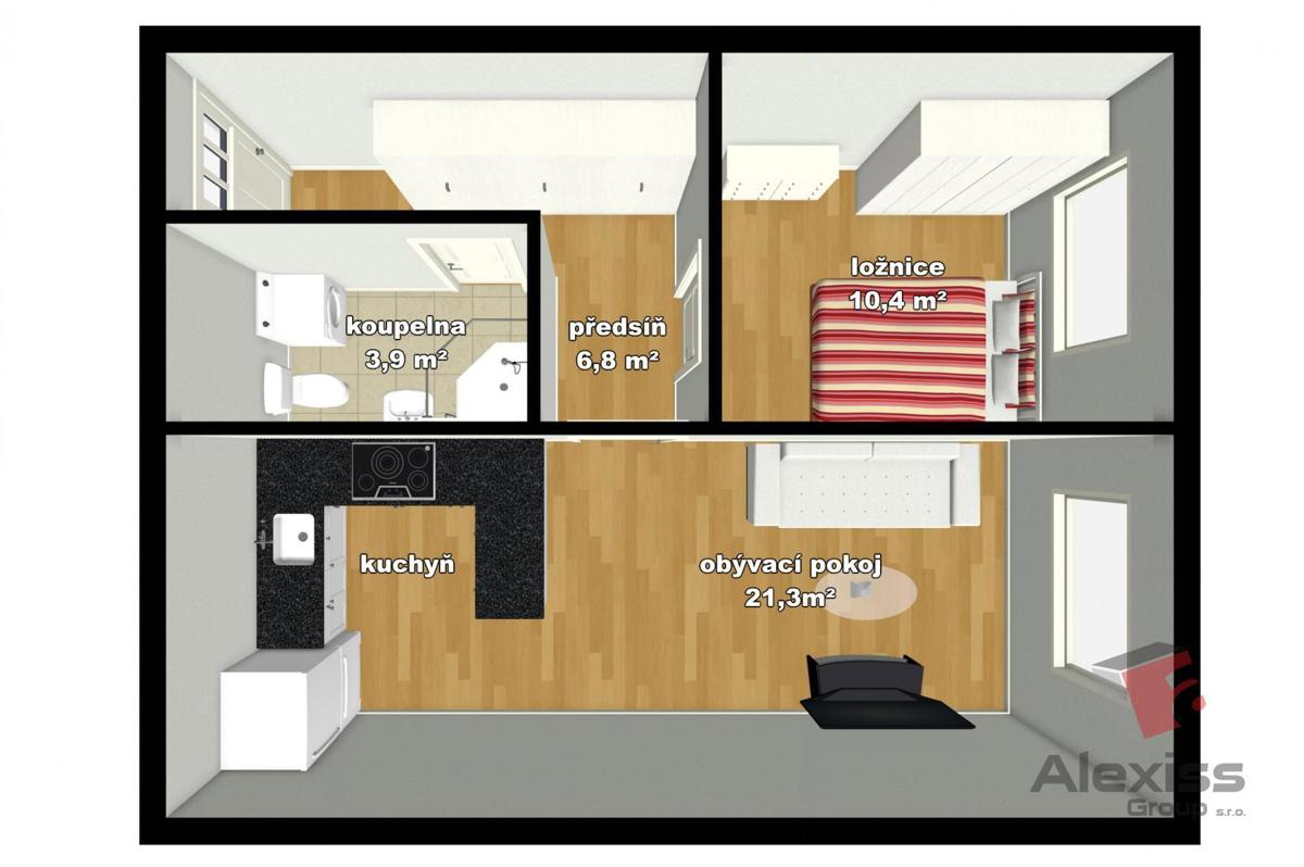 Căn hộ cho thuê · 2+kk · 44 m²