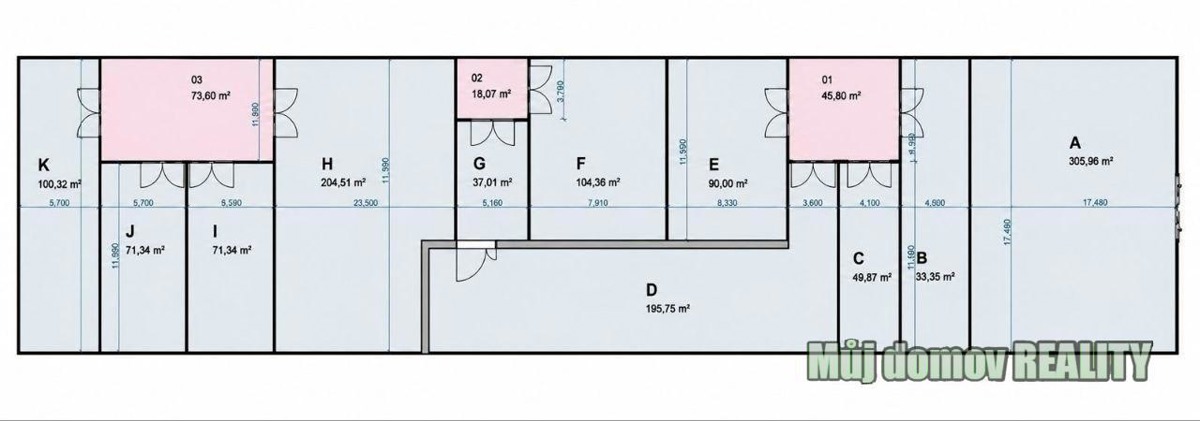 Pronájem komerční nemovitosti · Sklad · 306 m²
